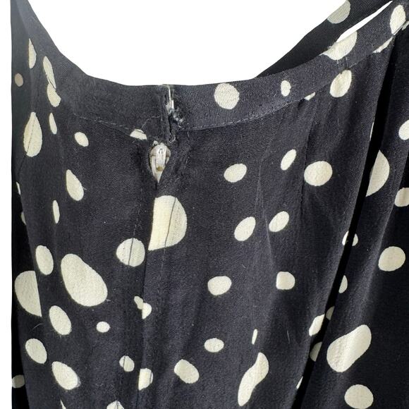 Vintage 80s Black Polka Dot Pencil Skirt Side Slits Pinup Rockabilly Midi Wiggle - Picture 14 of 15